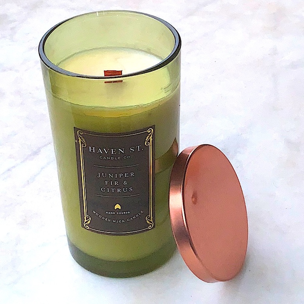 HAVEN STREET CANDLE JUNIPER FIR & CITRUS RICHLY WOOD WICK NEW 11 OZ
